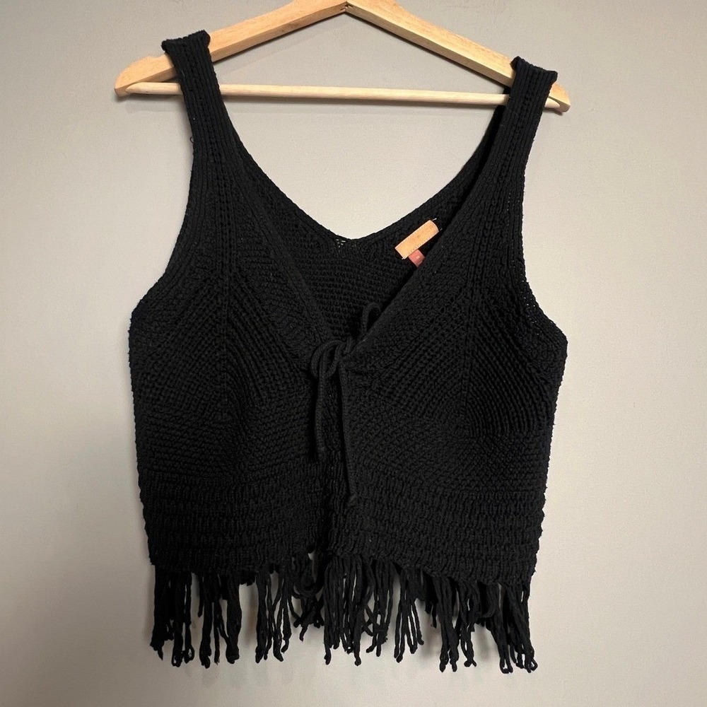 Anthropologie Pilcro Cropped Knit Tank Top Womens Extra Small Black Sexy Elegant